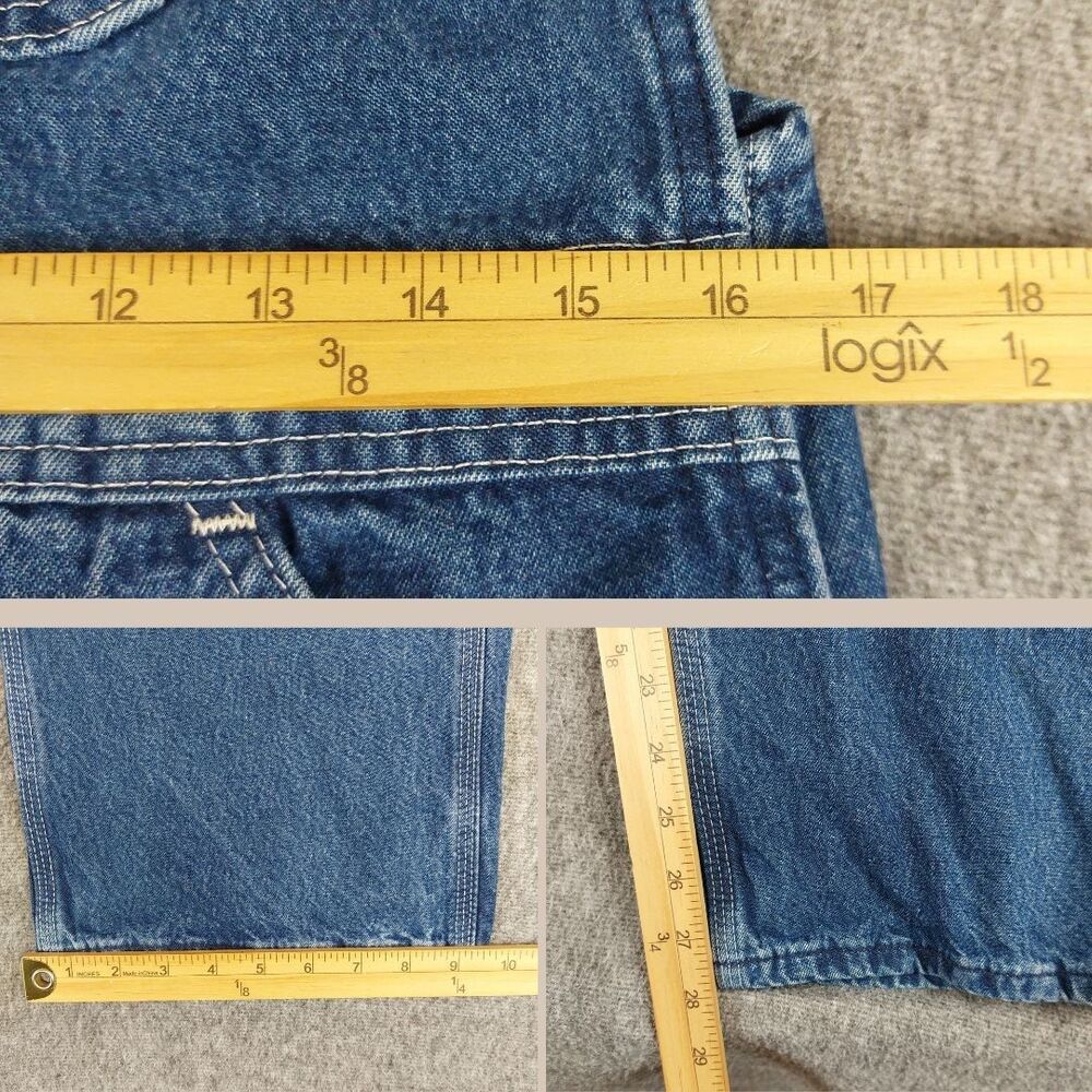 Carhartt Jean Bib Overalls Mens 32x28 (Fit 33x28) Blue Denim Work Wear R07-DST - Picture 7 of 8
